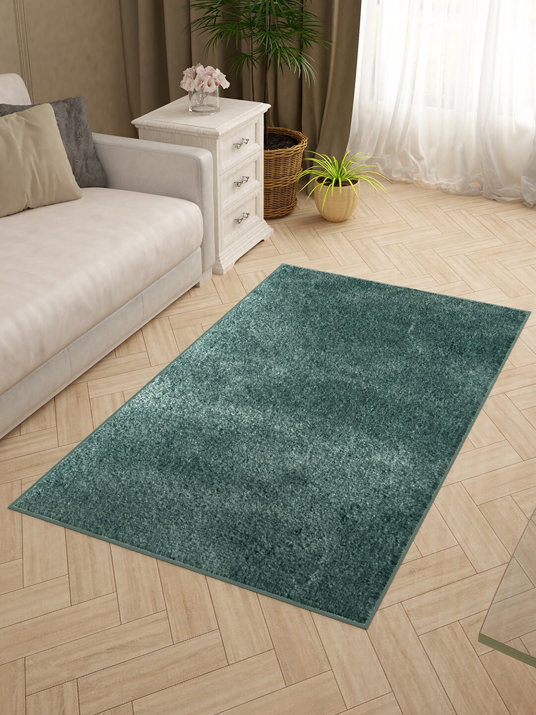 

Story@home Blue Solid Anti-Skid Carpet, Green