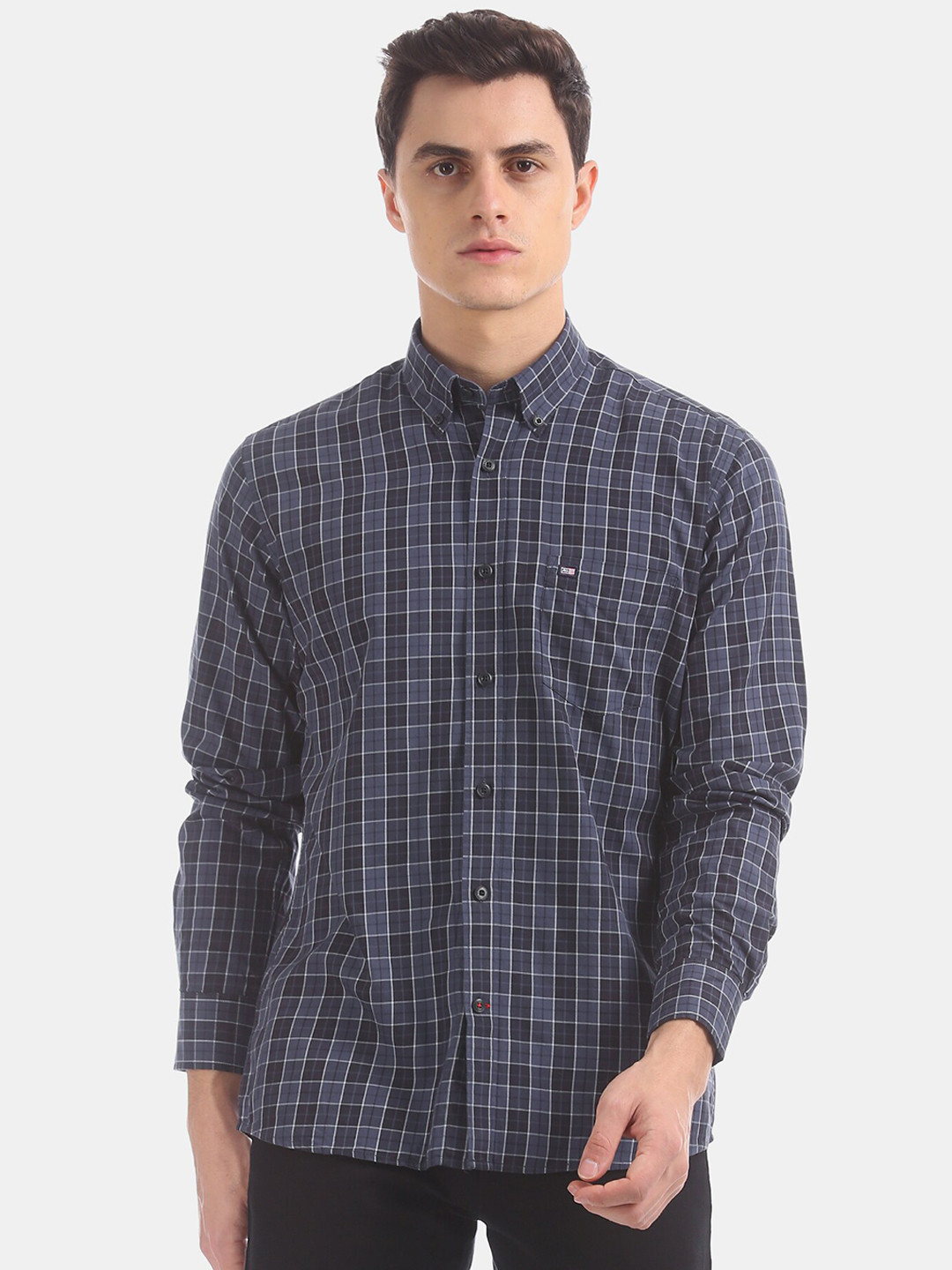 

Arrow Sport Men Blue & White Regular Fit Checked Casual Shirt