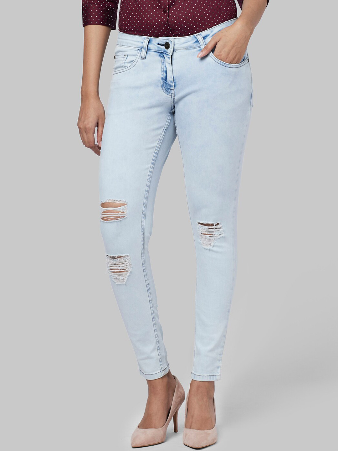 

Park Avenue Woman Women Blue Skinny Fit Mid-Rise Mildly Distressed Jeans