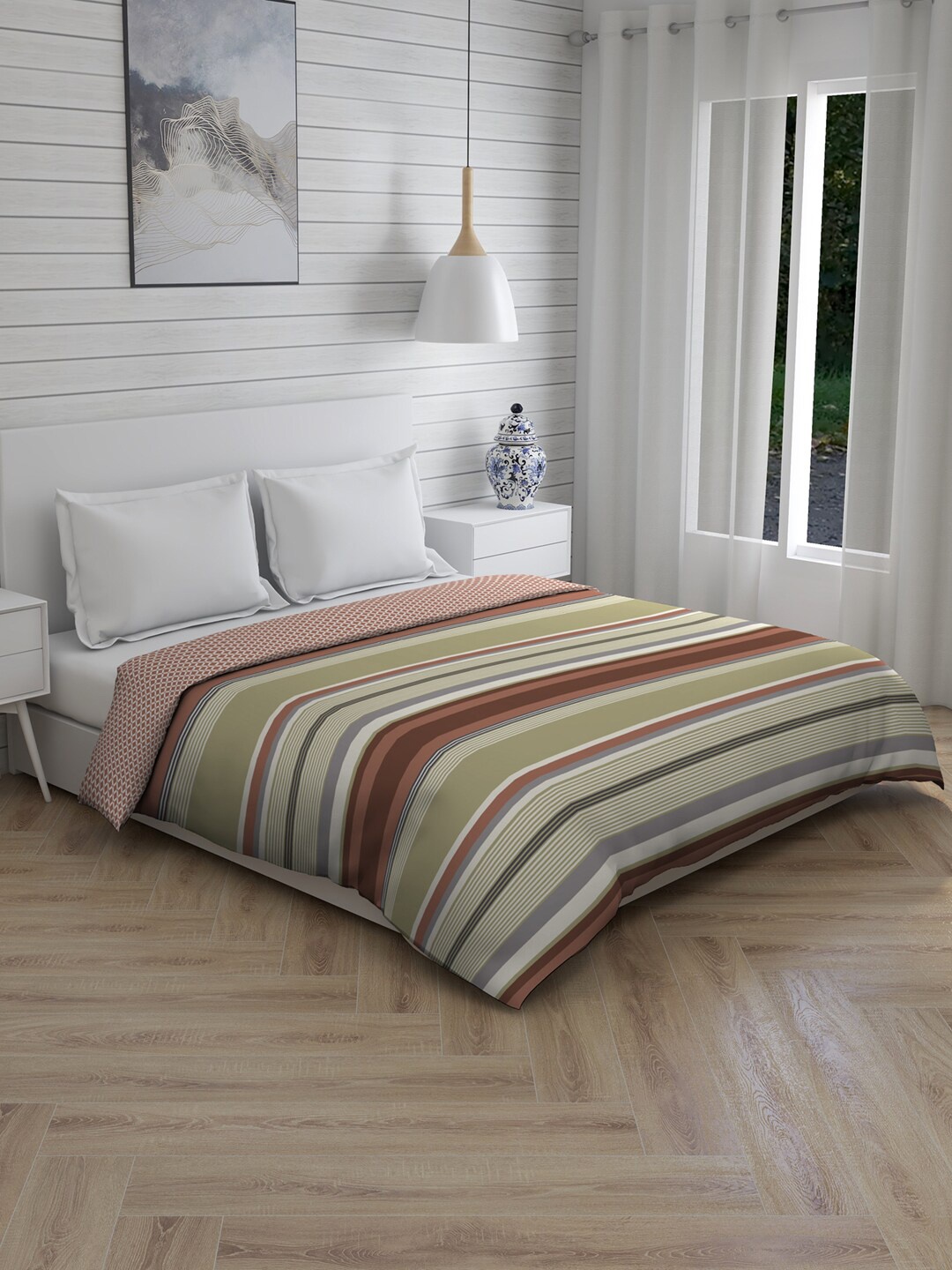 

Boutique Living India Brown Striped Mild Winter 150 GSM Double Bed Comforter