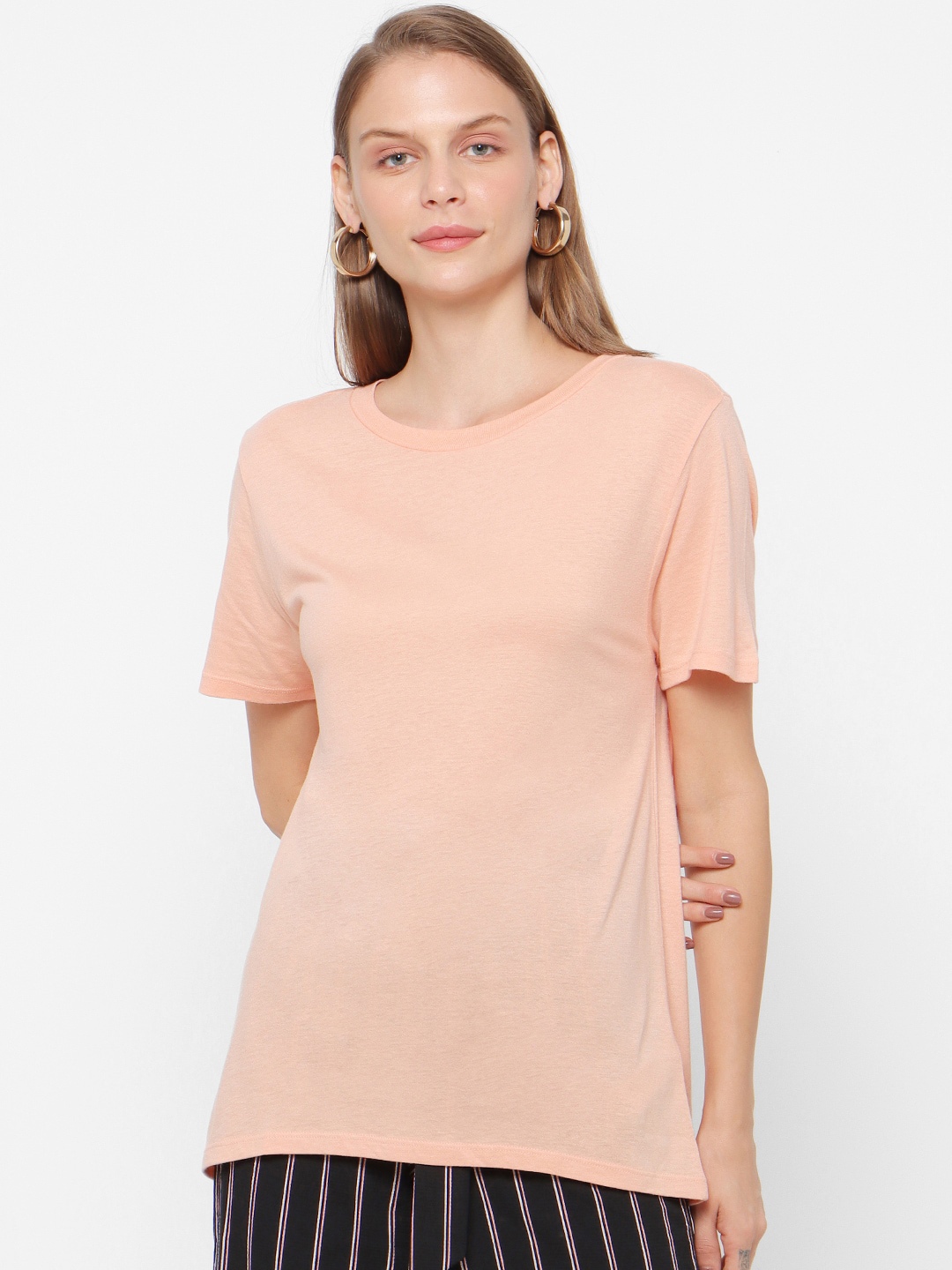 

FOREVER 21 Women Peach-Coloured Solid Top