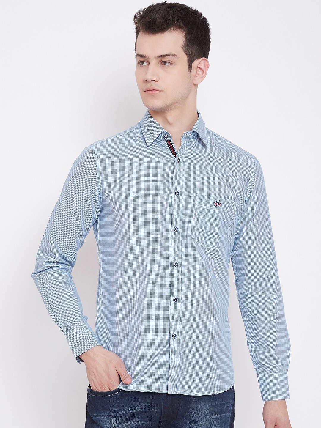 

Crimsoune Club Men Blue Slim Fit Checked Casual Shirt