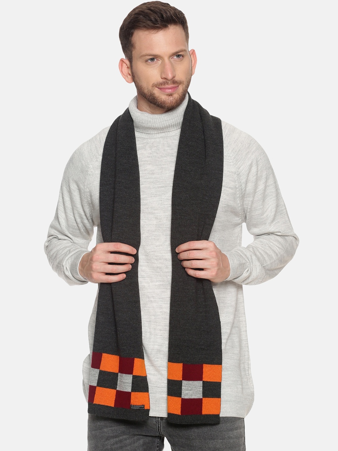 

513 Men Charcoal Grey Solid Muffler