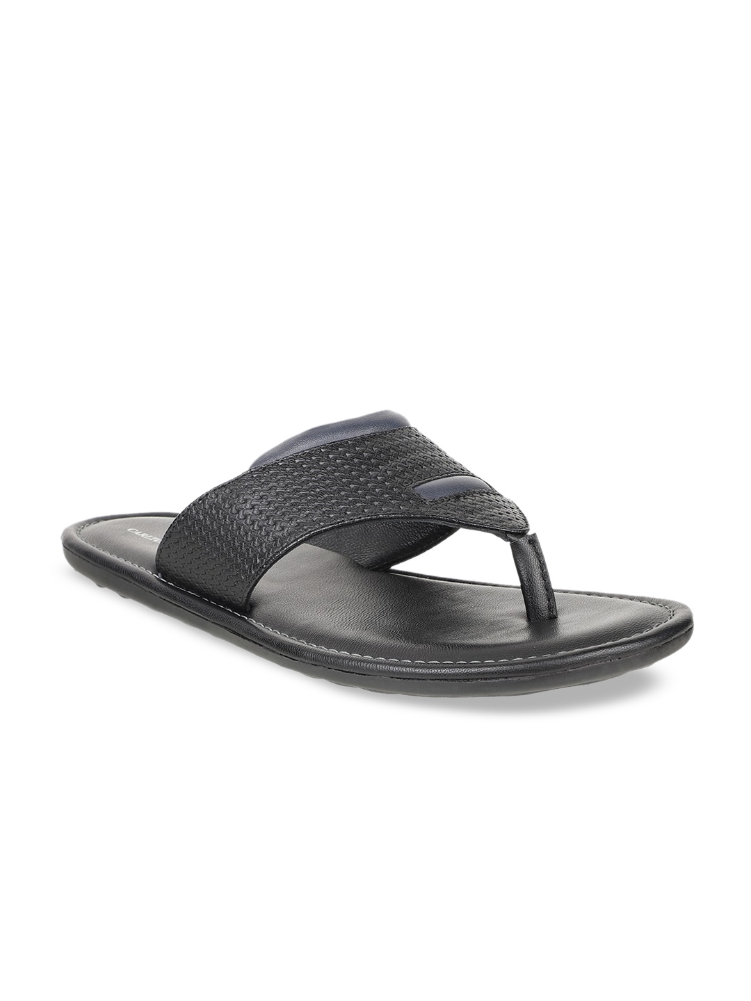 

Carlton London Men Black Textured Comfort Sandals