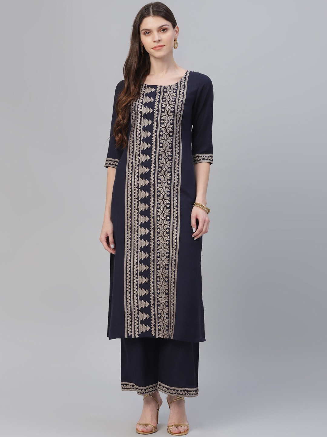 

Gerua By Libas Women Blue Printed Kurta with Palazzos