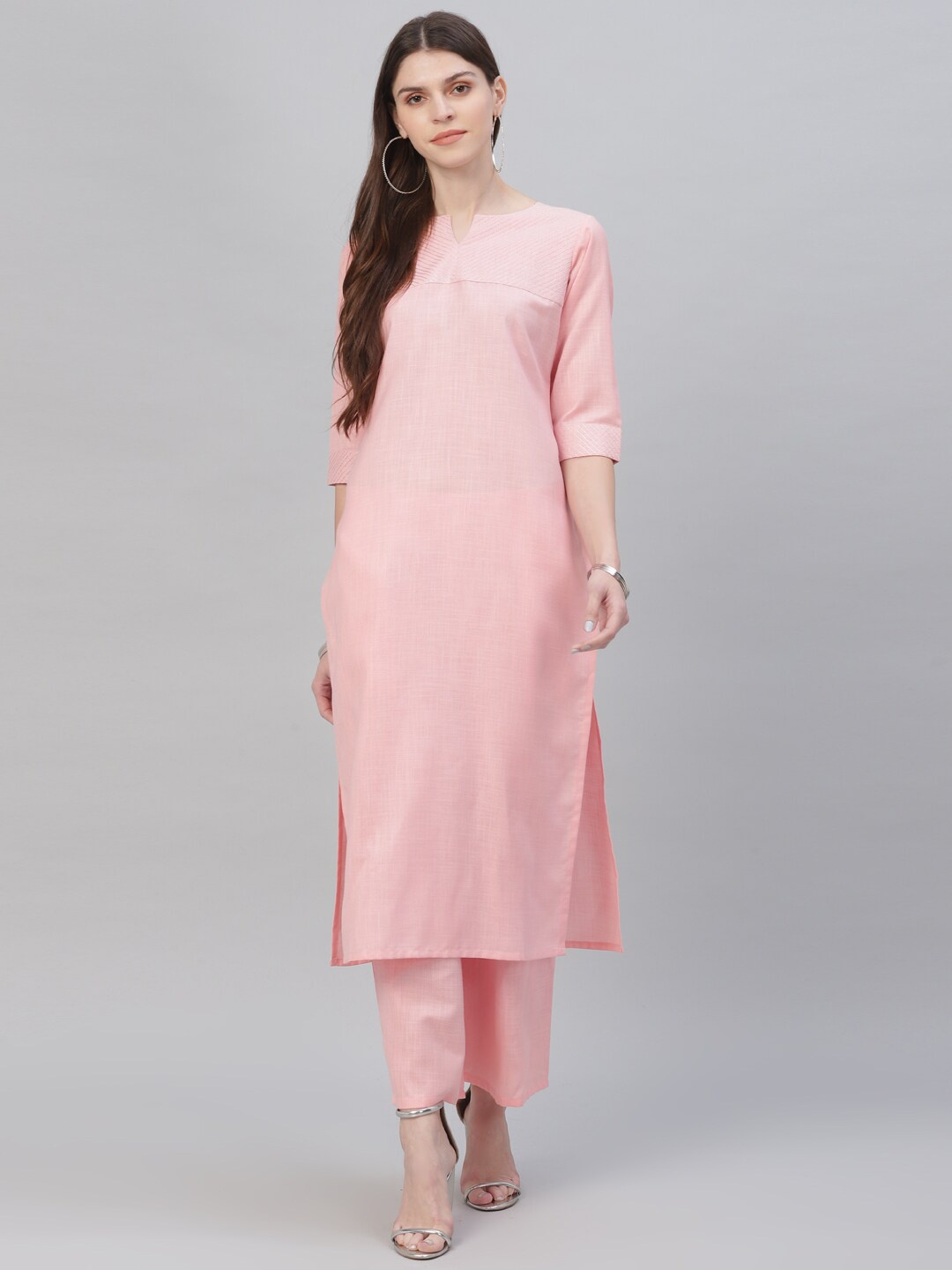 

Gerua By Libas Women Pink Self Design Kurta with Trousers