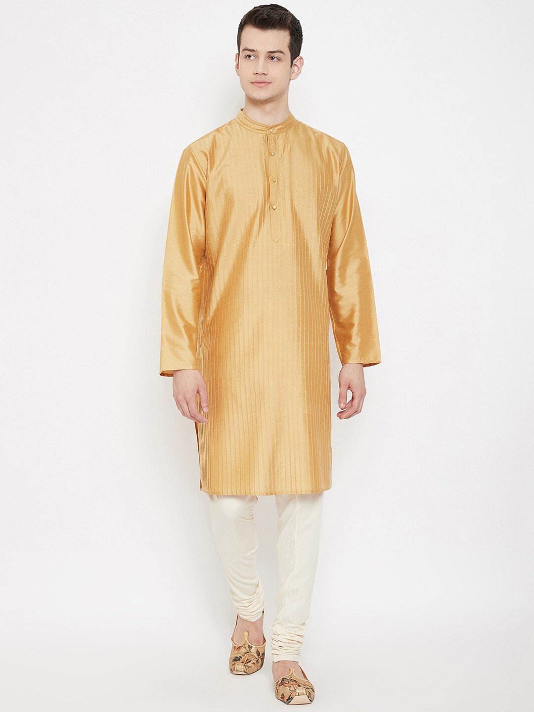 

even Men Beige Striped Straight Kurta