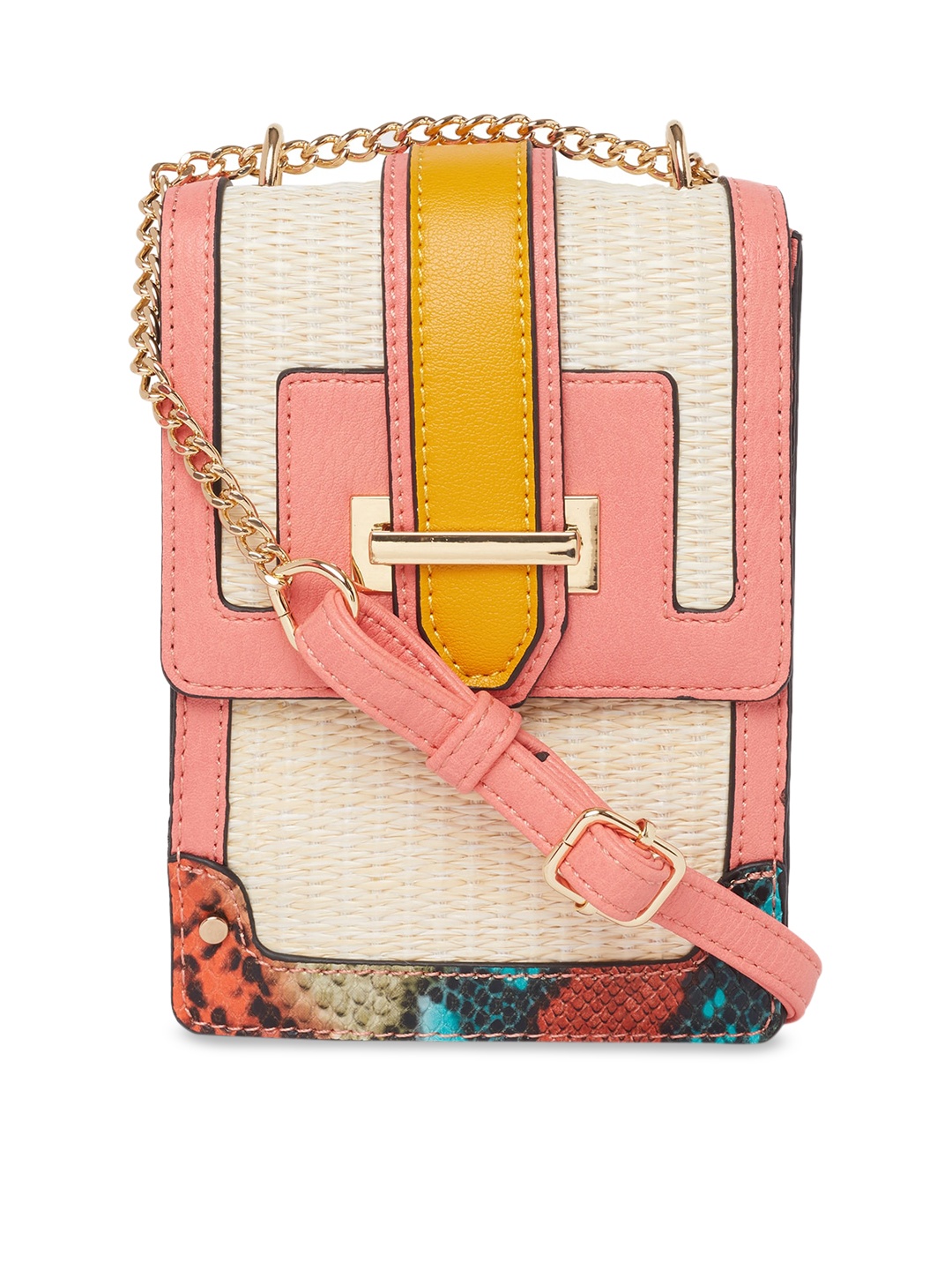 

Call It Spring Beige & Pink Colourblocked Sling Bag
