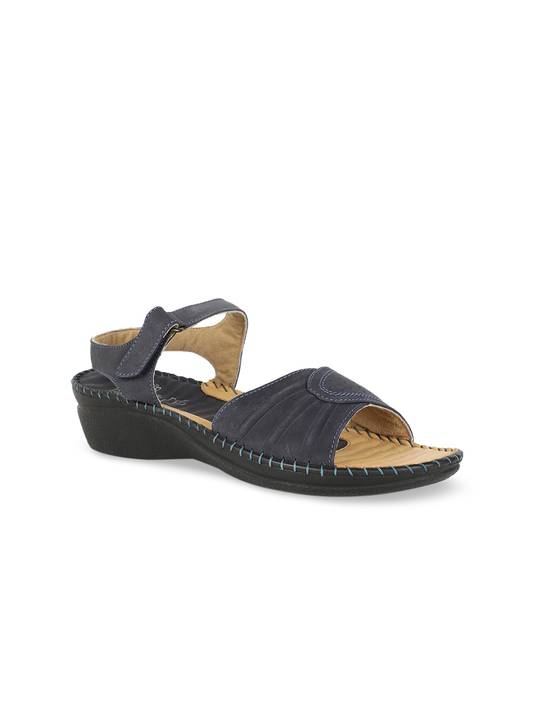 

Scholl Women Navy Blue Solid Leather Comfort Heels