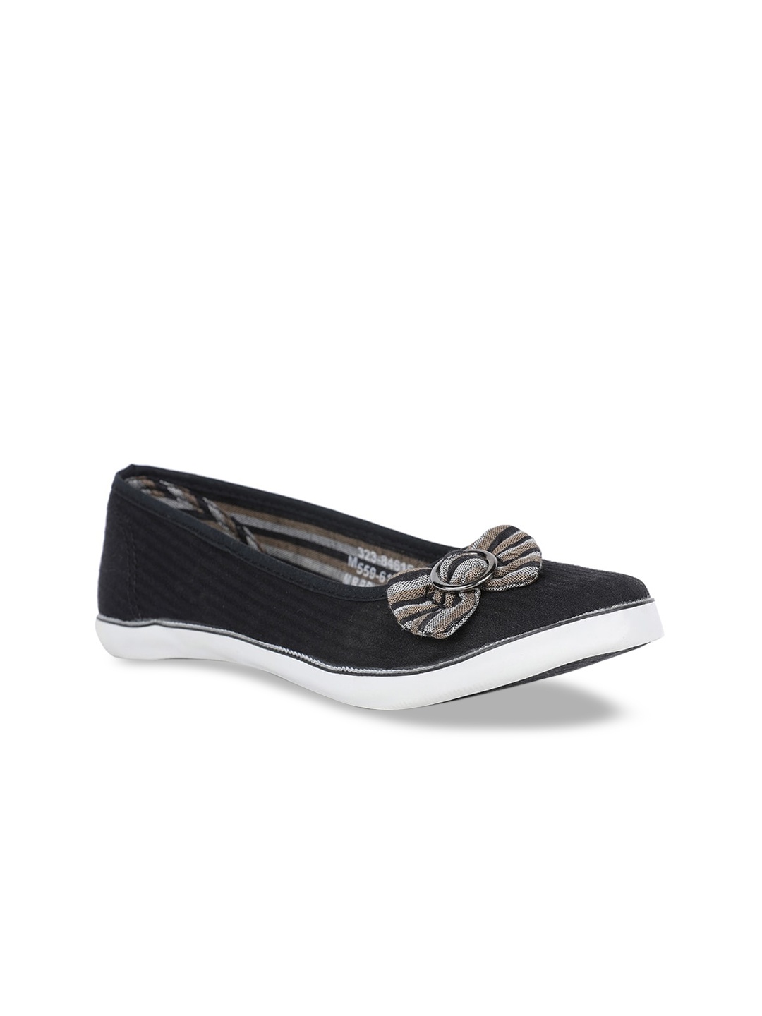 

Bata Women Black Solid Fabric Ballerinas