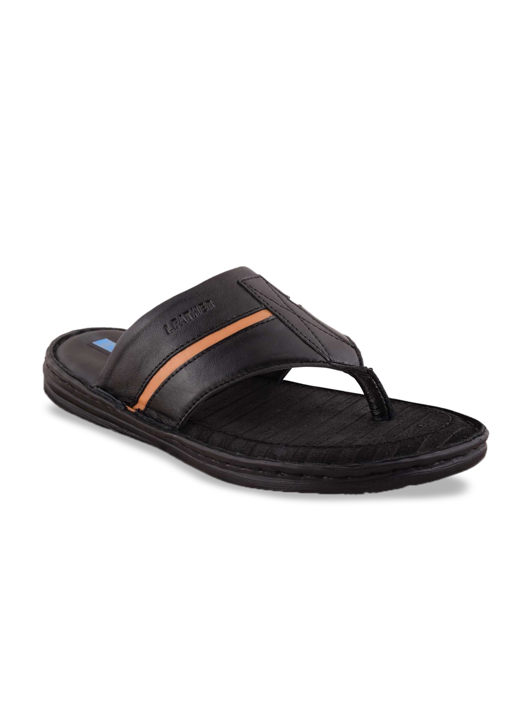 

Ferraiolo Men Black Leather Comfort Sandals