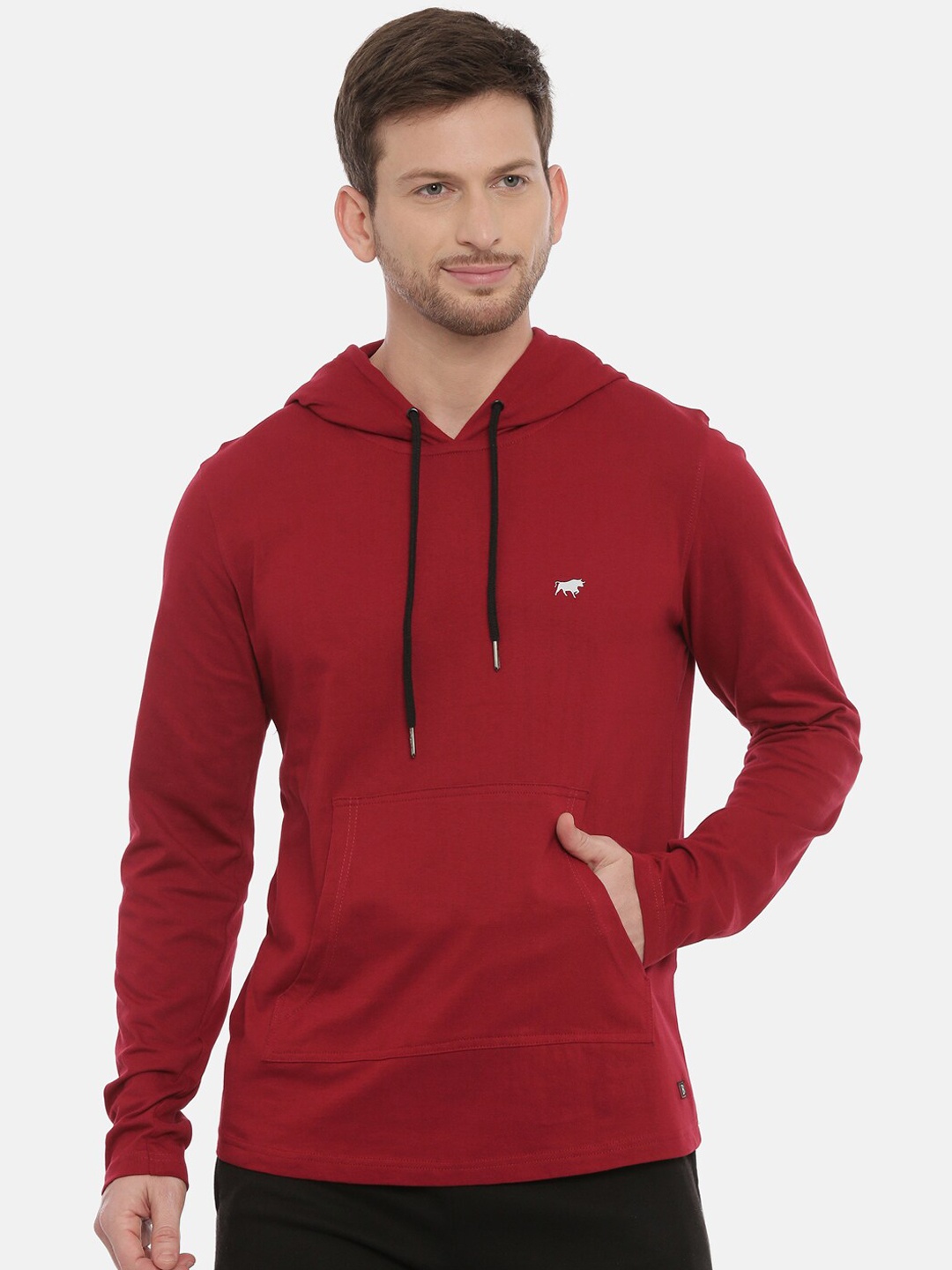 

Bushirt Men Red Solid Hood T-shirt