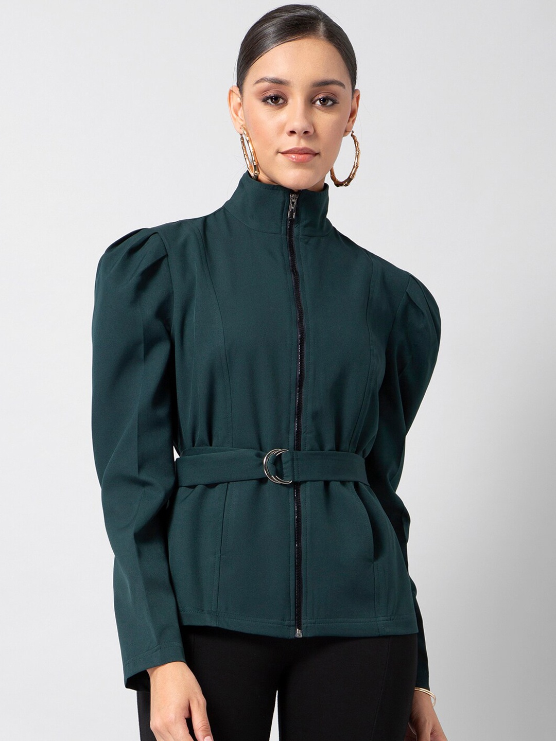 

FabAlley Women Green Printed Tailored Jacket