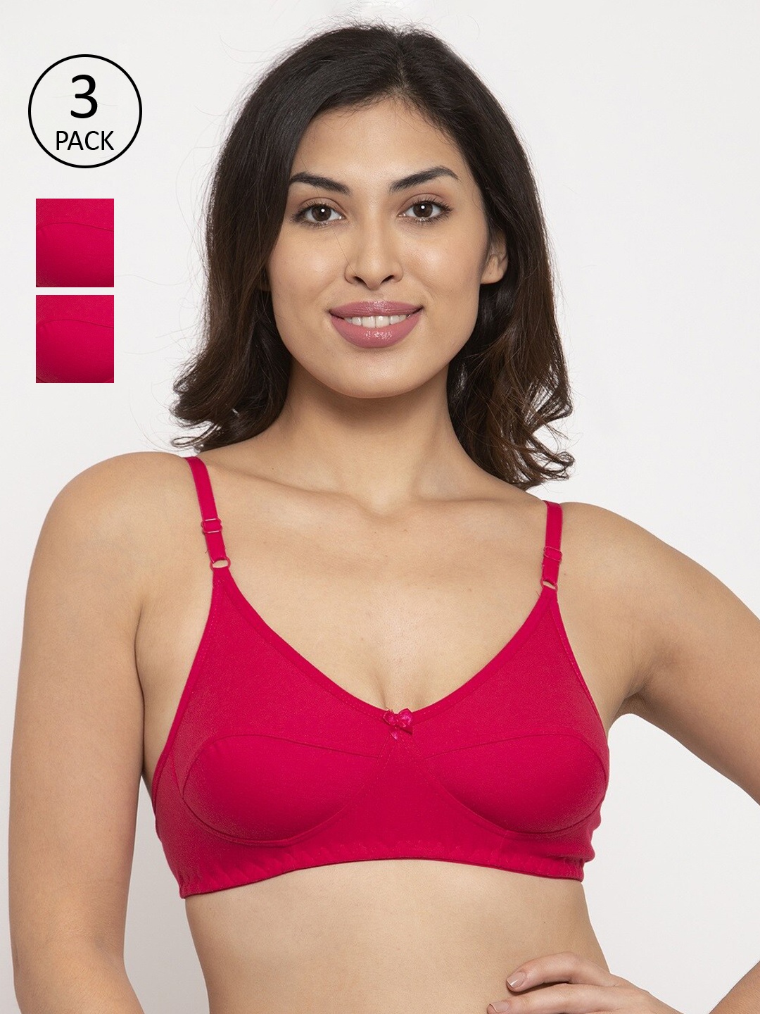 

Innocence Pack of 3 Magenta Solid Non-Wired Non Padded Everyday Bras BBAPLIN90573_28B