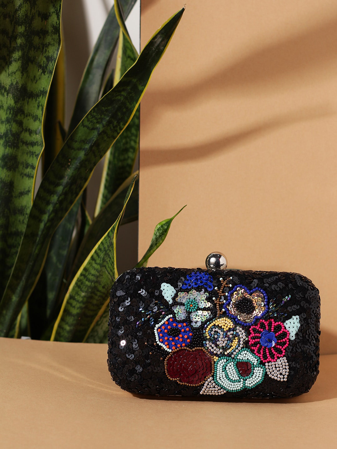 

STREET 9 Women Black Embellished Clutch
