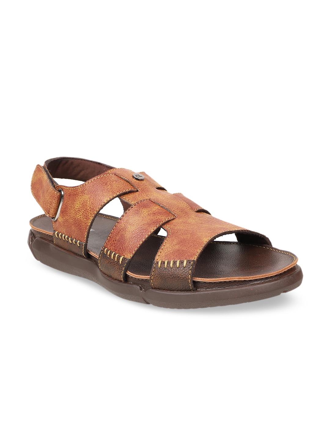 

Carlton London Men Tan Brown Open-Toed Fisherman Sandals