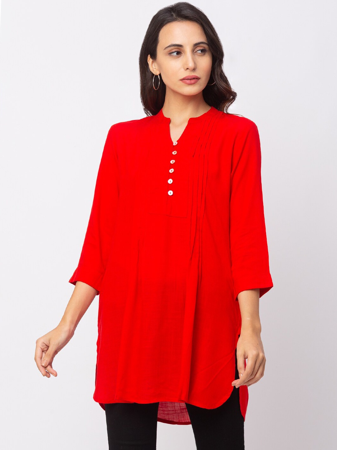 

Globus Women Red Solid A-Line Kurta