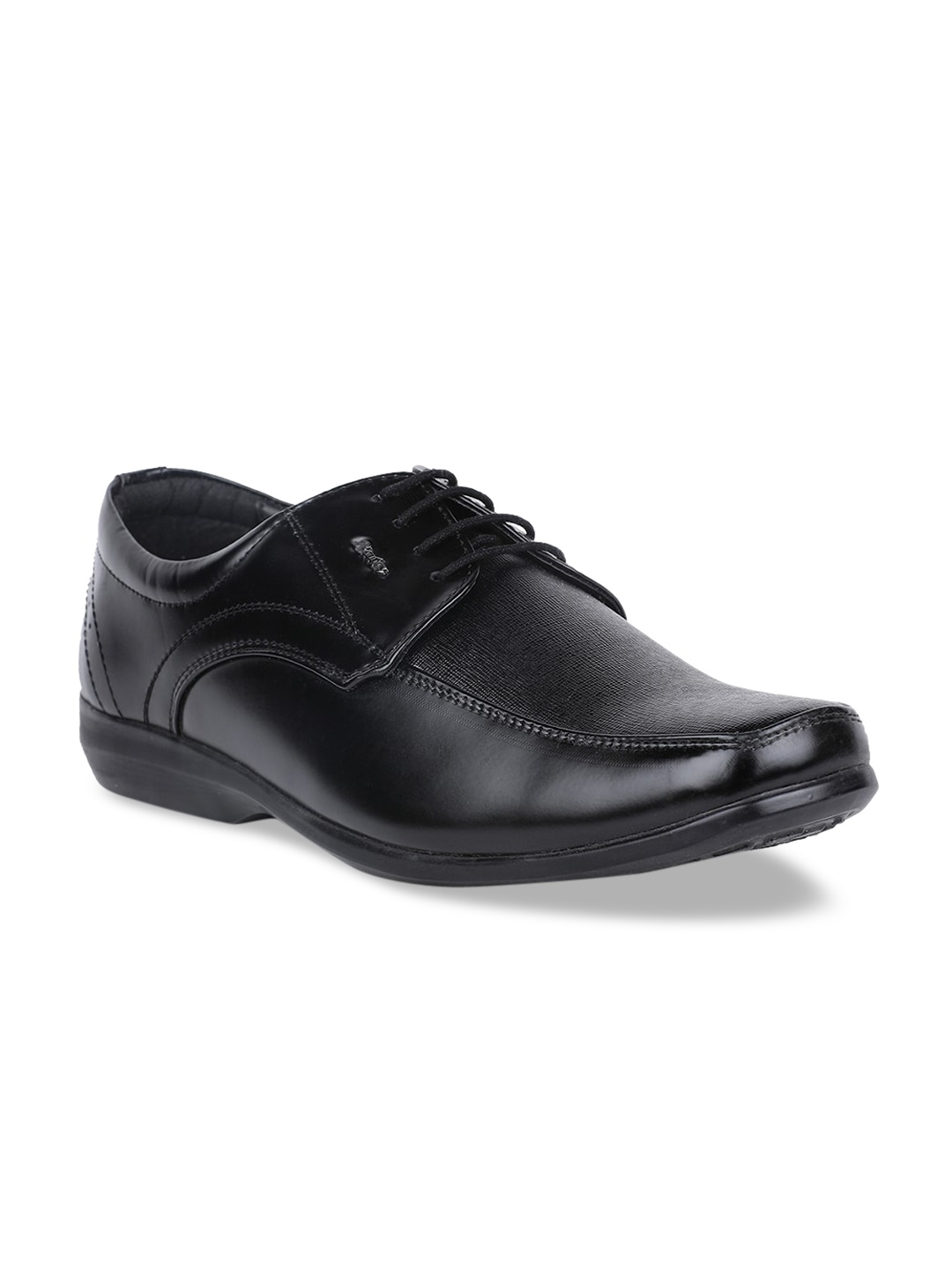 

Bata Men Black Solid Formal Leather Derbys