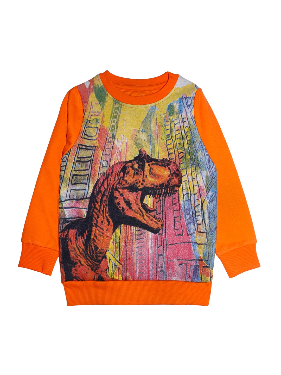 

KiddoPanti Boys Orange & Yellow Printed Sweatshirt