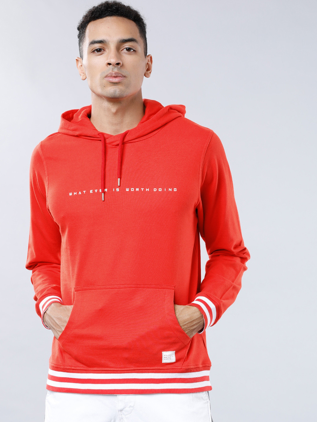 

HIGHLANDER Men Red Printed Hooded Sweatshirt