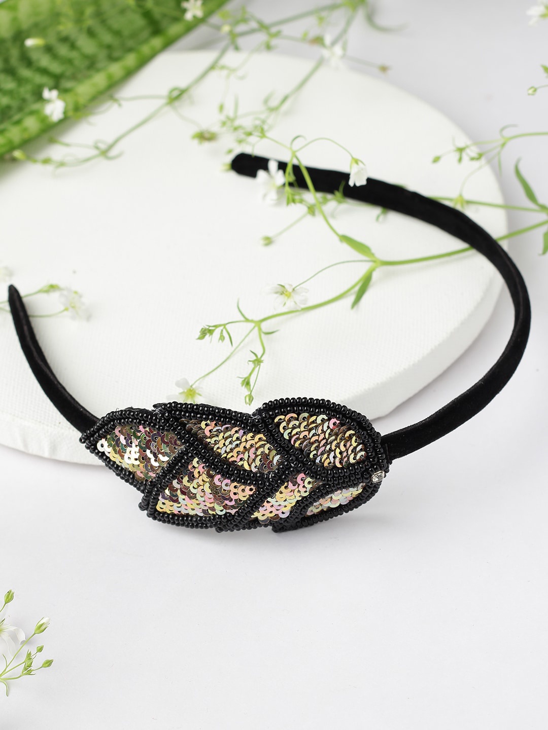 

STREET 9 Gold And Black Embellished Hairband