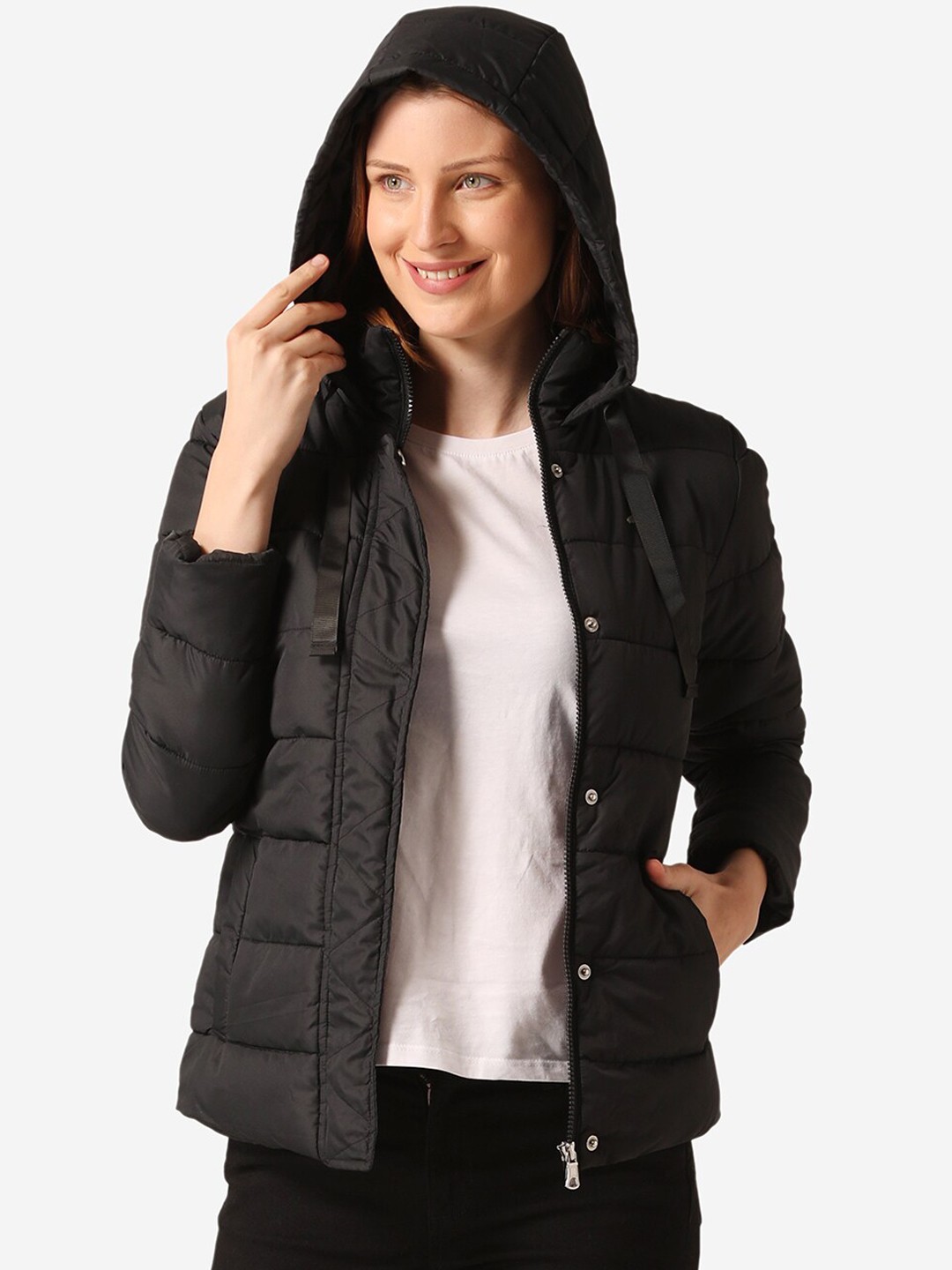 

Mode by Red Tape Women Black Solid Padded Jacket