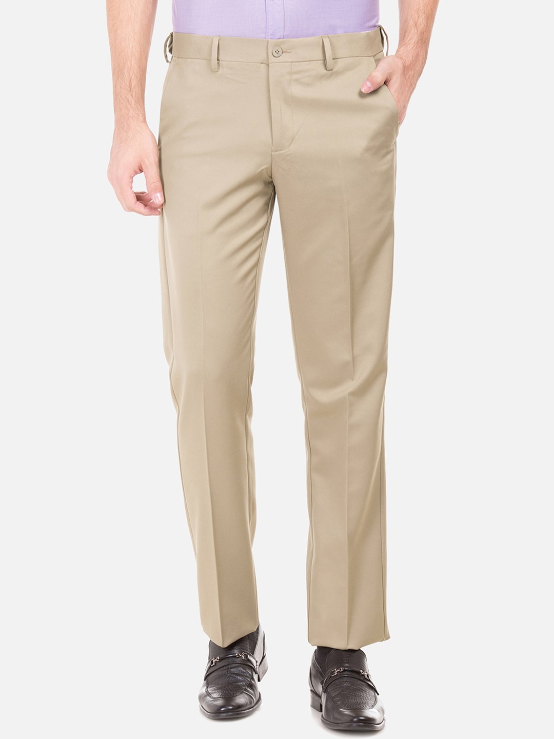 

Excalibur Men Khaki Regular Fit Solid Formal Trousers