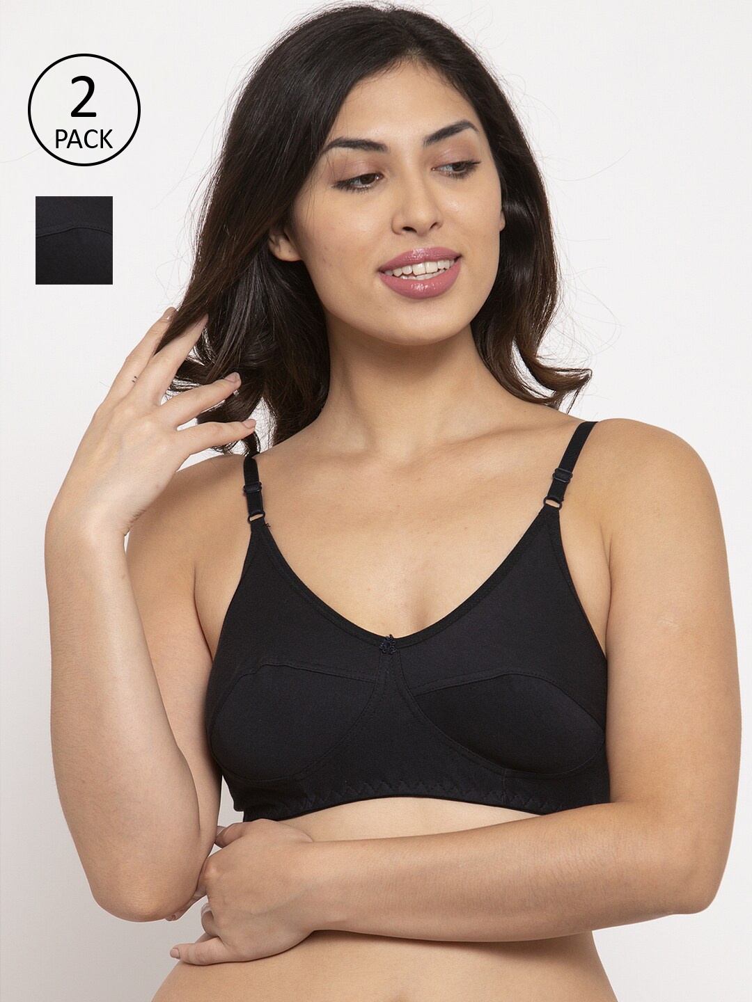 

Innocence Pack Of 2 Navy Blue Solid Non-Wired Non-Padded Everyday Bras BBAPLIN90549