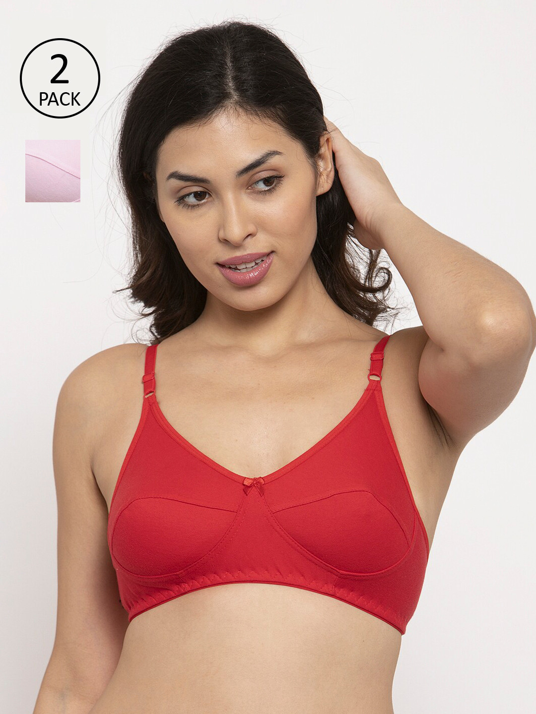 

Innocence Pack of 2 Non Padded & Non-Wired Bra, Red