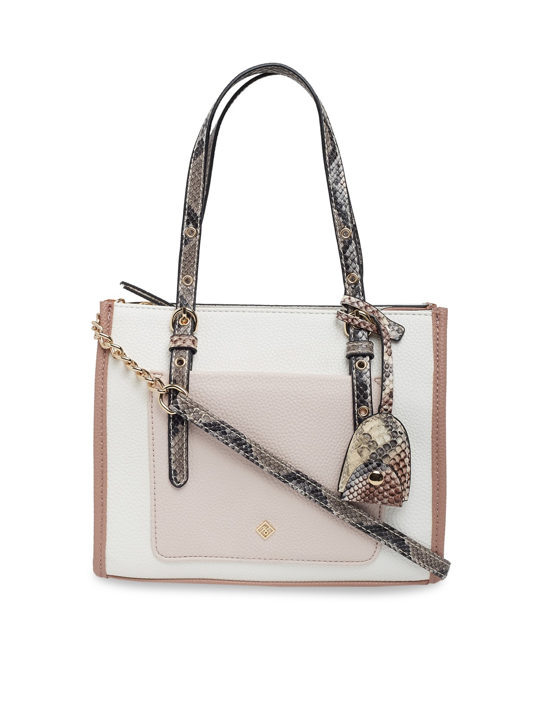 

Call It Spring Pink & Off-White Colourblocked Shoulder Bag