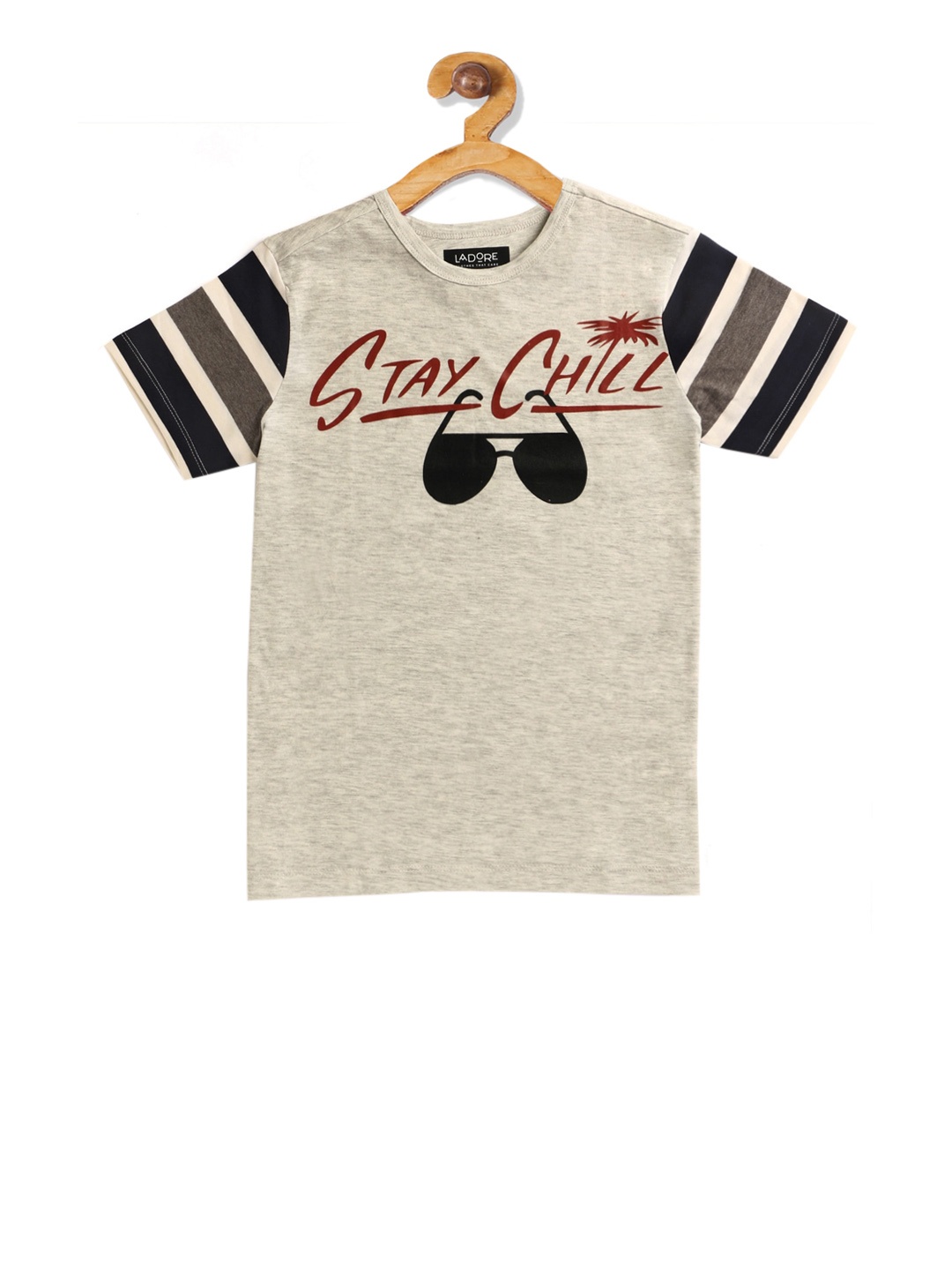

LAdore Unisex Kids Grey Printed Round Neck T-shirt