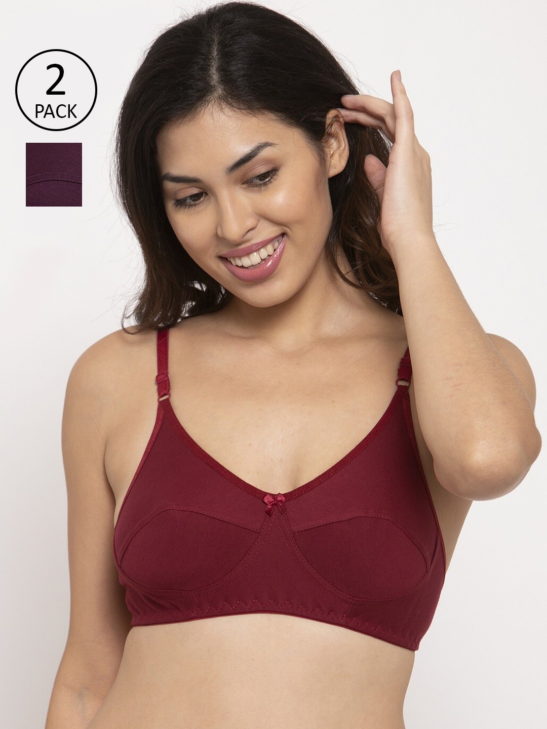 

Innocence Women Pack Of 2 Solid Full Coverage Everyday Bras BBAPLIN90539, Purple