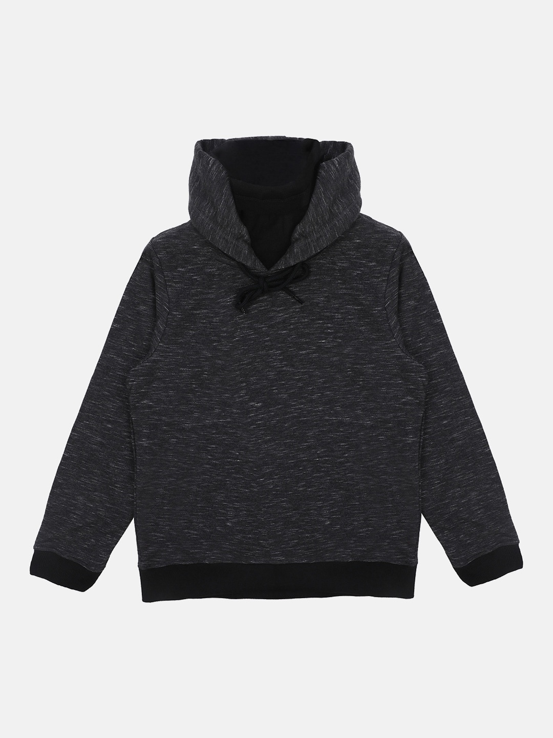 

Wear Your Mind Boys Black Solid Hooded Sweatshirt With Attached Face Covering