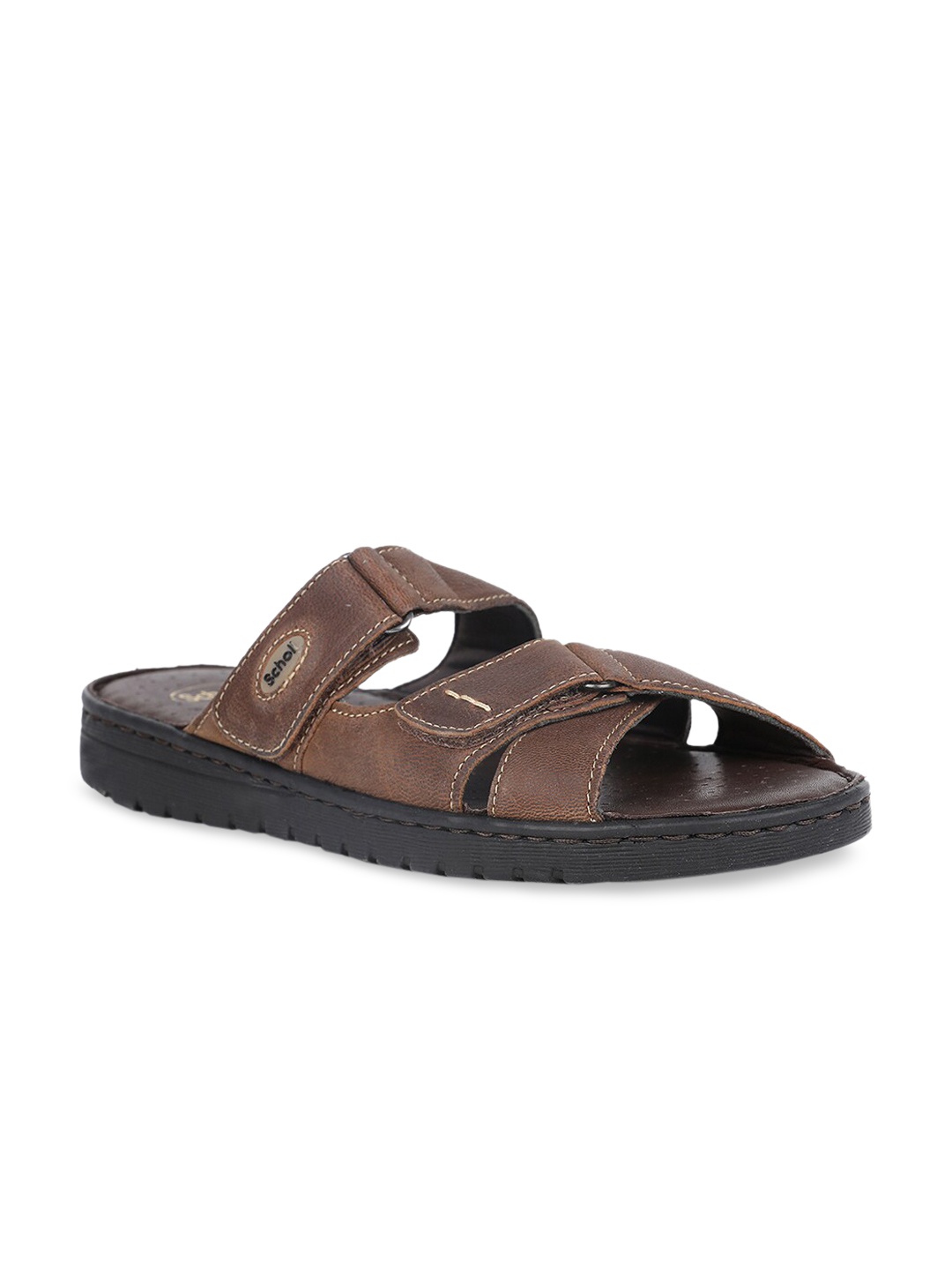 

Scholl Men Brown Solid Leather Comfort Sandals