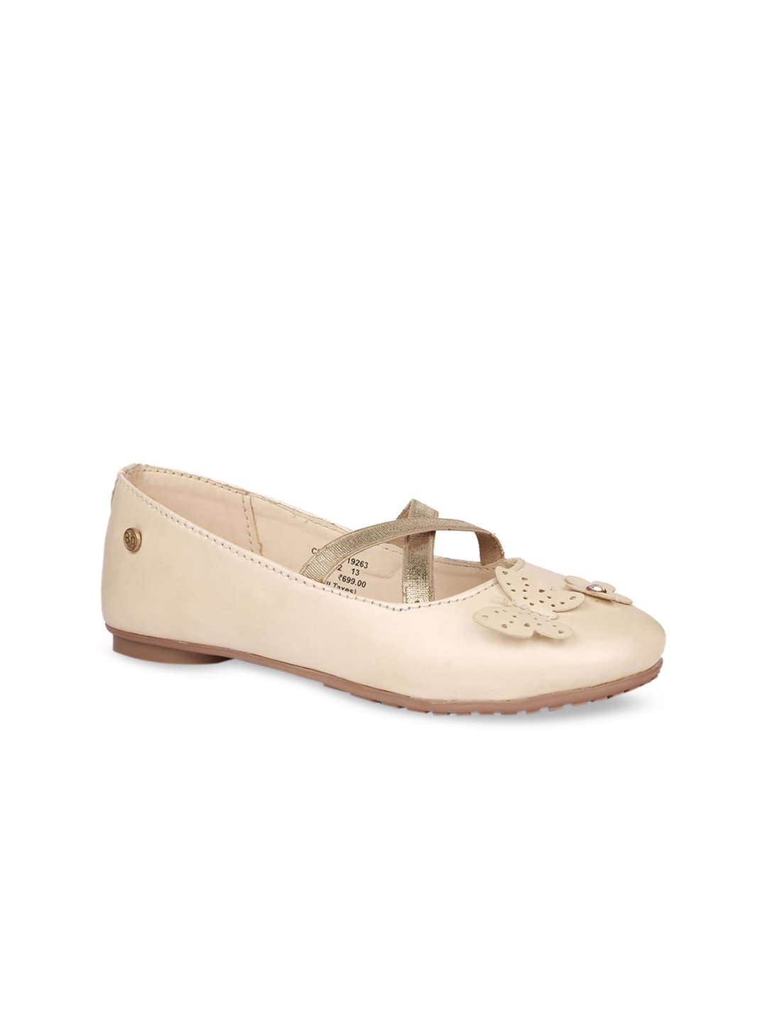 

Bubblegummers Girls Beige Embellished PU Ballerinas