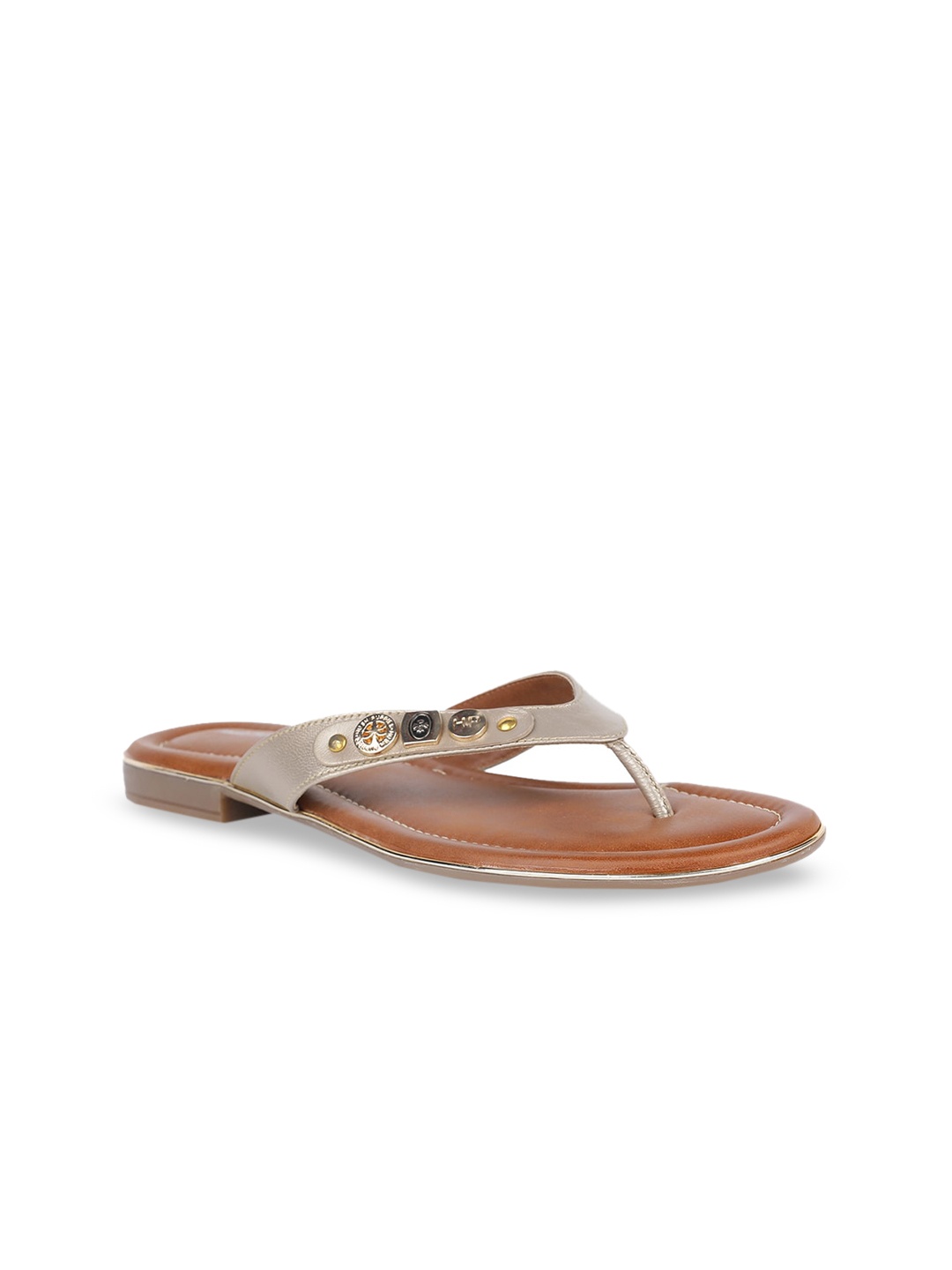 

Hush Puppies Women Beige Textured Open Toe Flats