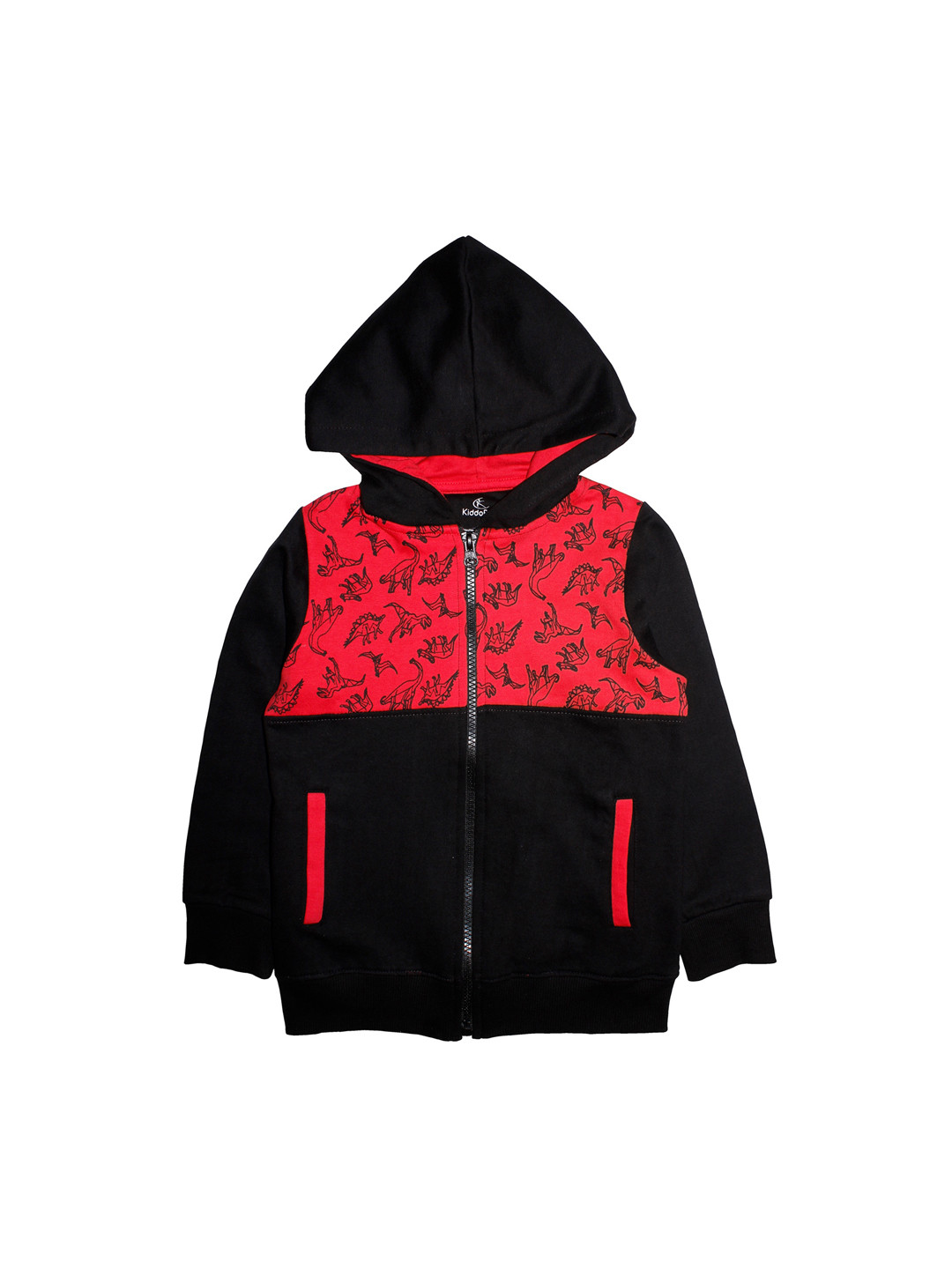 

KiddoPanti Boys Black & Orange Printed Hooded Sweatshirt