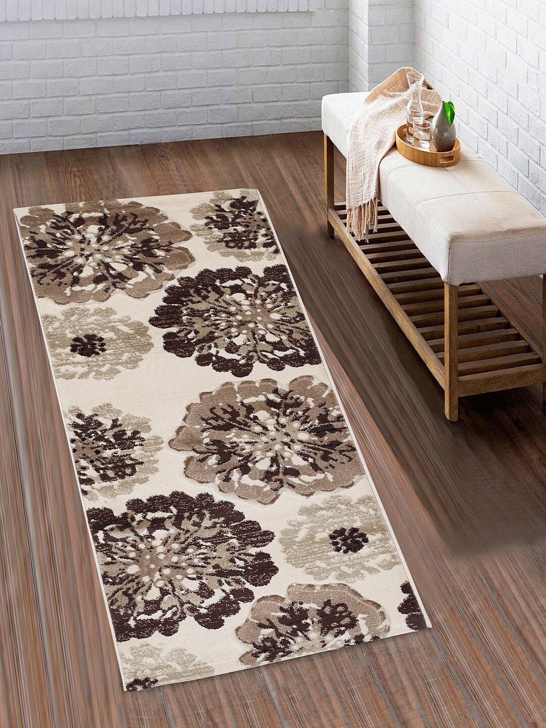 

SPACES Cream & Brown Floral Print Floor Runner