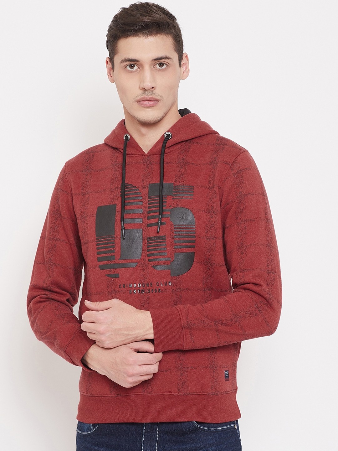

Crimsoune Club Men Red Printed Hooded Sweatshirt