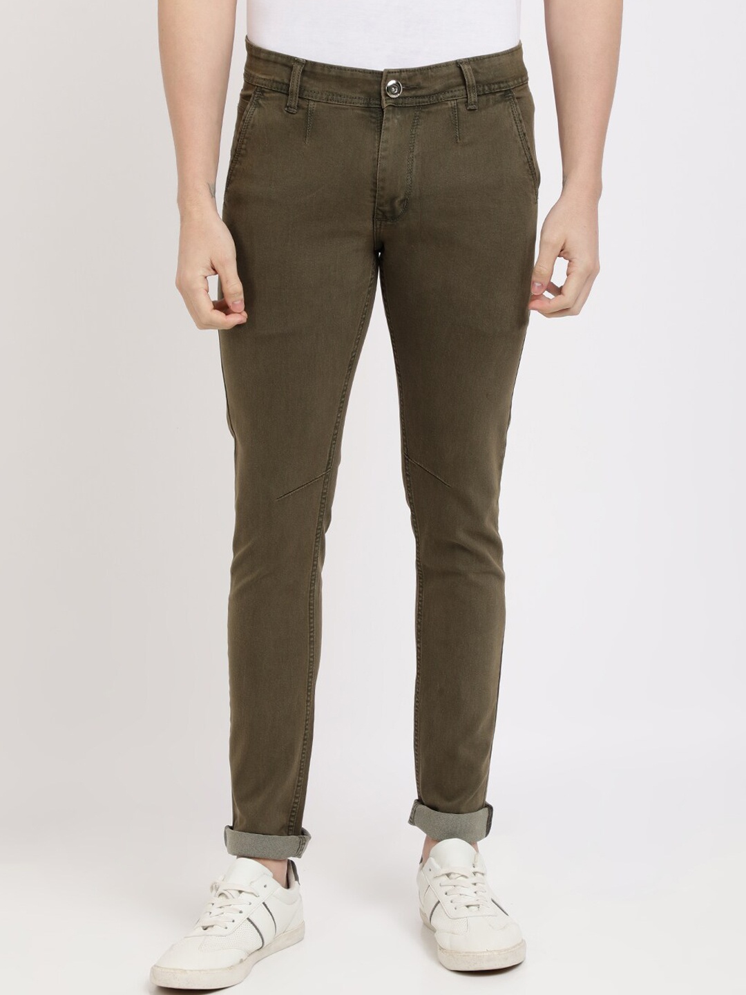 

IVOC Men Olive Green Skinny Fit Mid-Rise Clean Look Stretchable Jeans