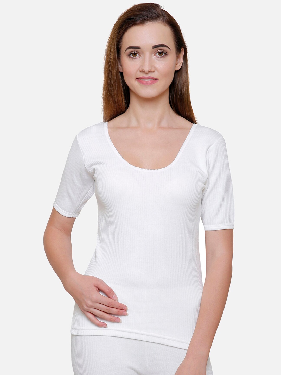 BODYCARE INSIDER Women Off-White Solid Thermal Top