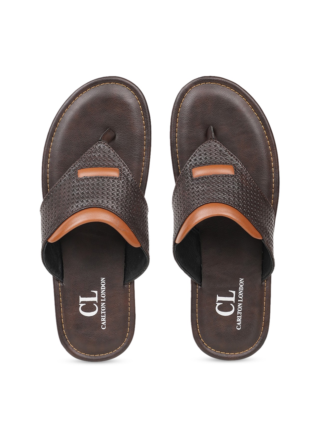 Carlton London Men Brown Textured Sandals