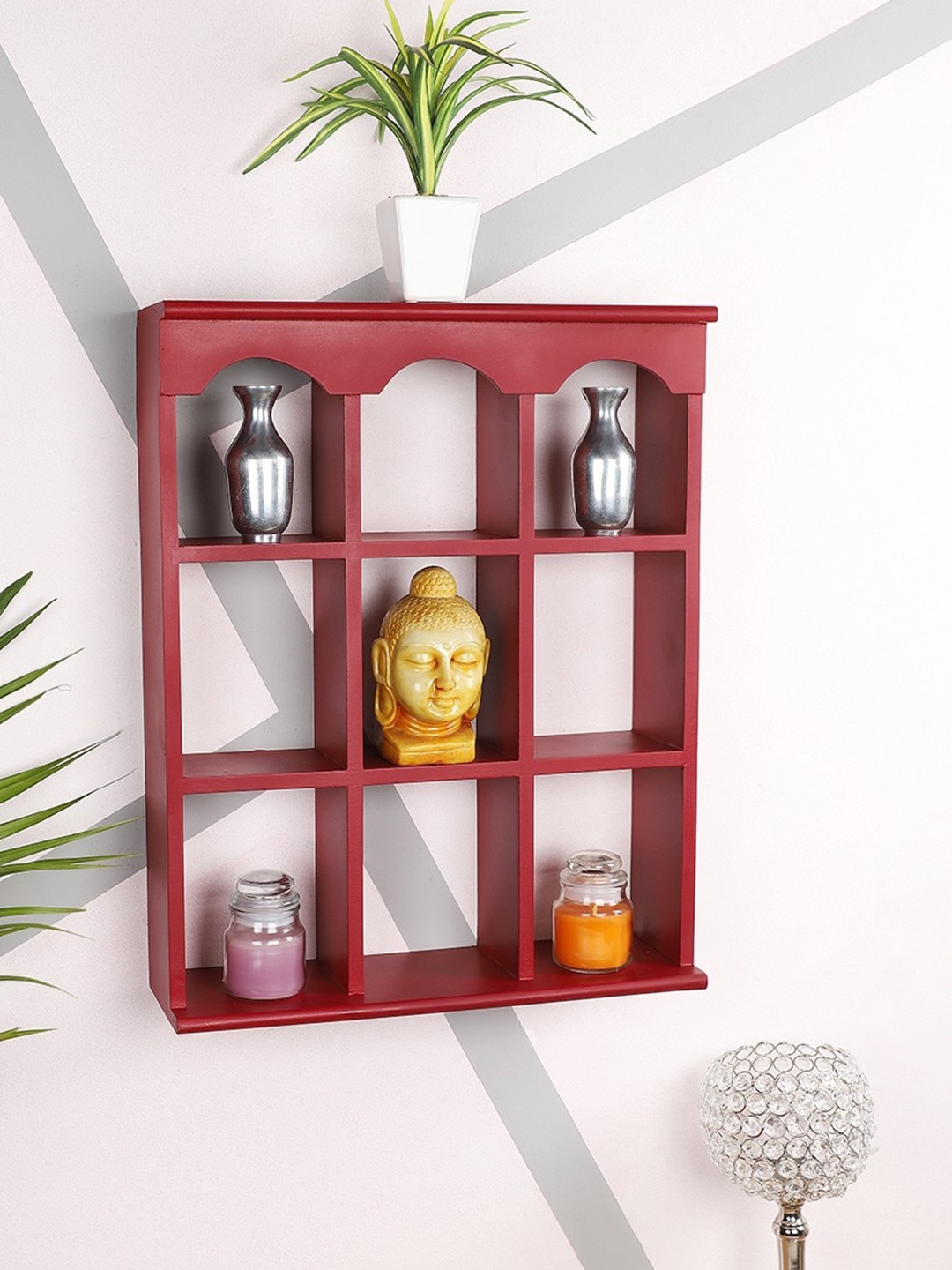 

Home Sparkle Red Handmade Partition Basic Wall Shelf