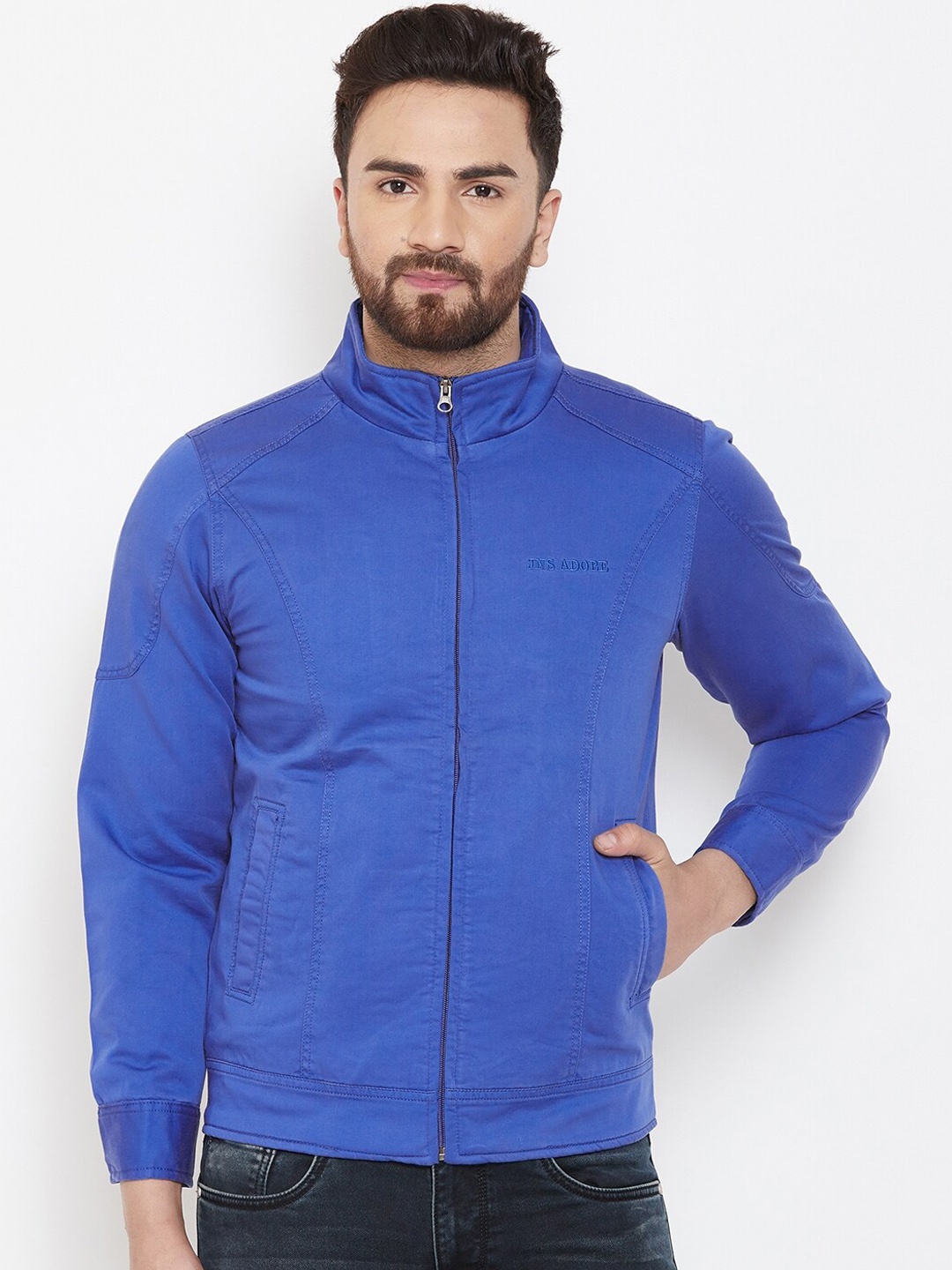 

Adobe Men Blue Solid Padded Jacket