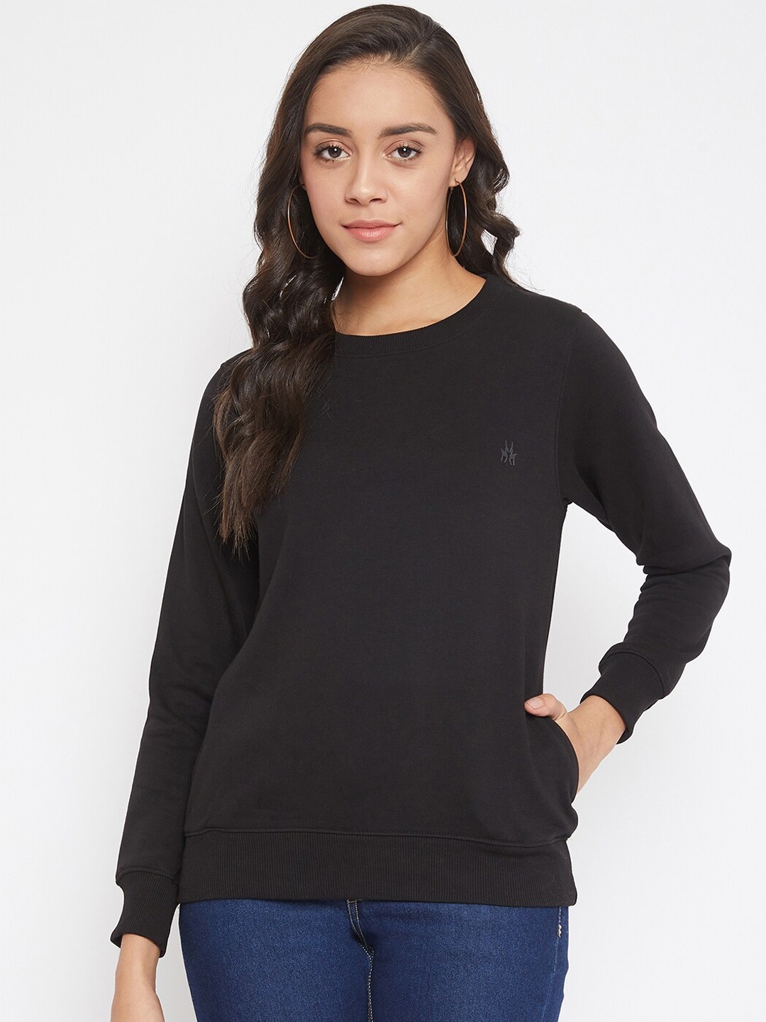

Crimsoune Club Women Black Solid Sweatshirt
