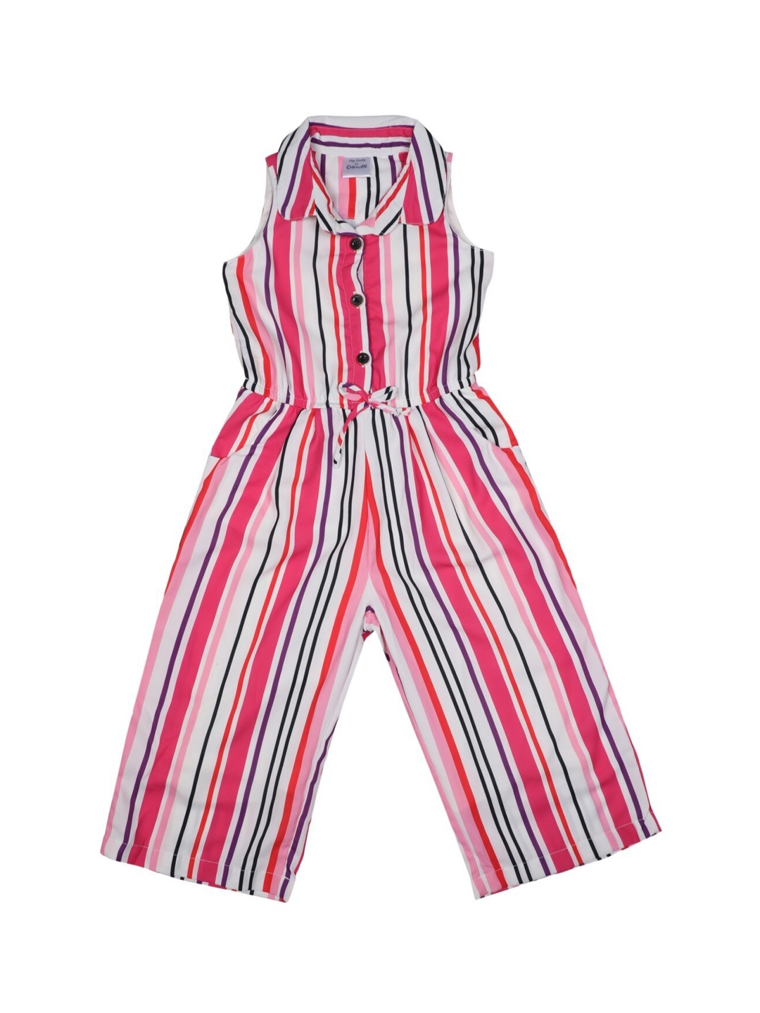 

Doodle Girls Pink & White Striped Basic Jumpsuit