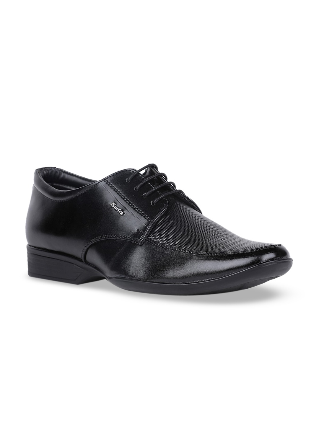 

Bata Men Black Textured Formal Leather Derbys