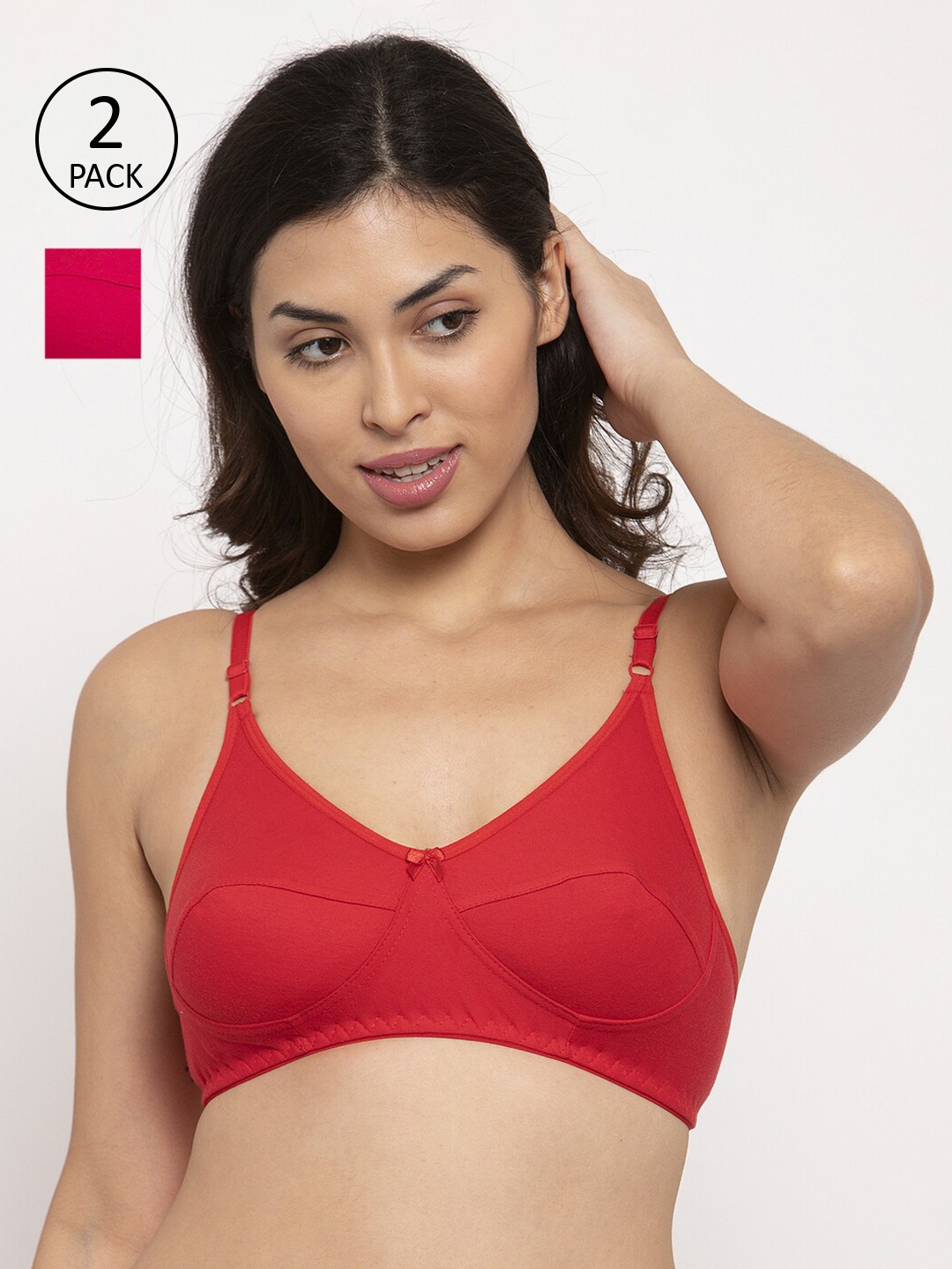 

Innocence Pack Of 2 Red Non-Padded Non-Wired Everyday Bras-BBAPLIN90559_40B