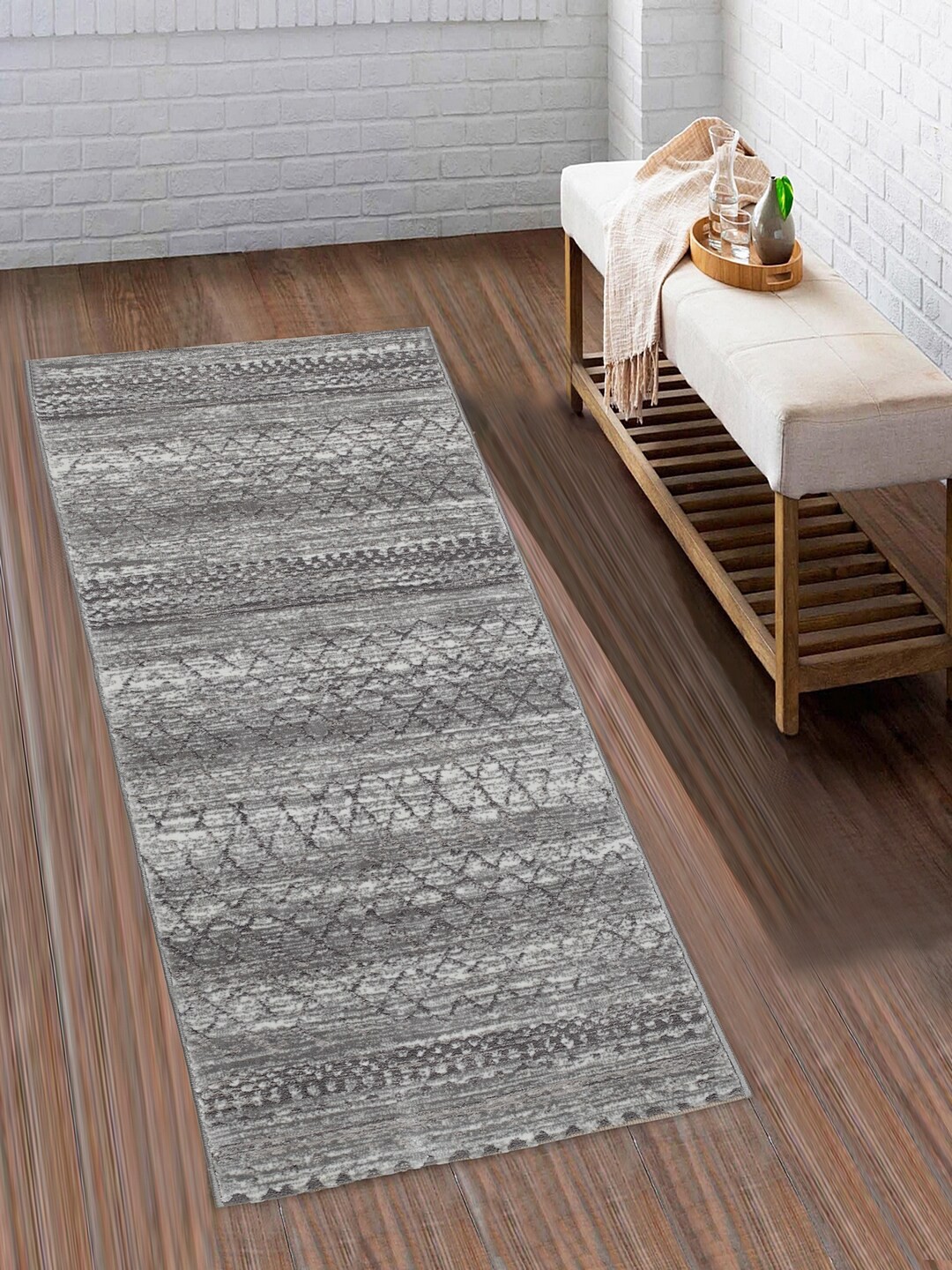 

SPACES Grey Geometric Print Floor Runner