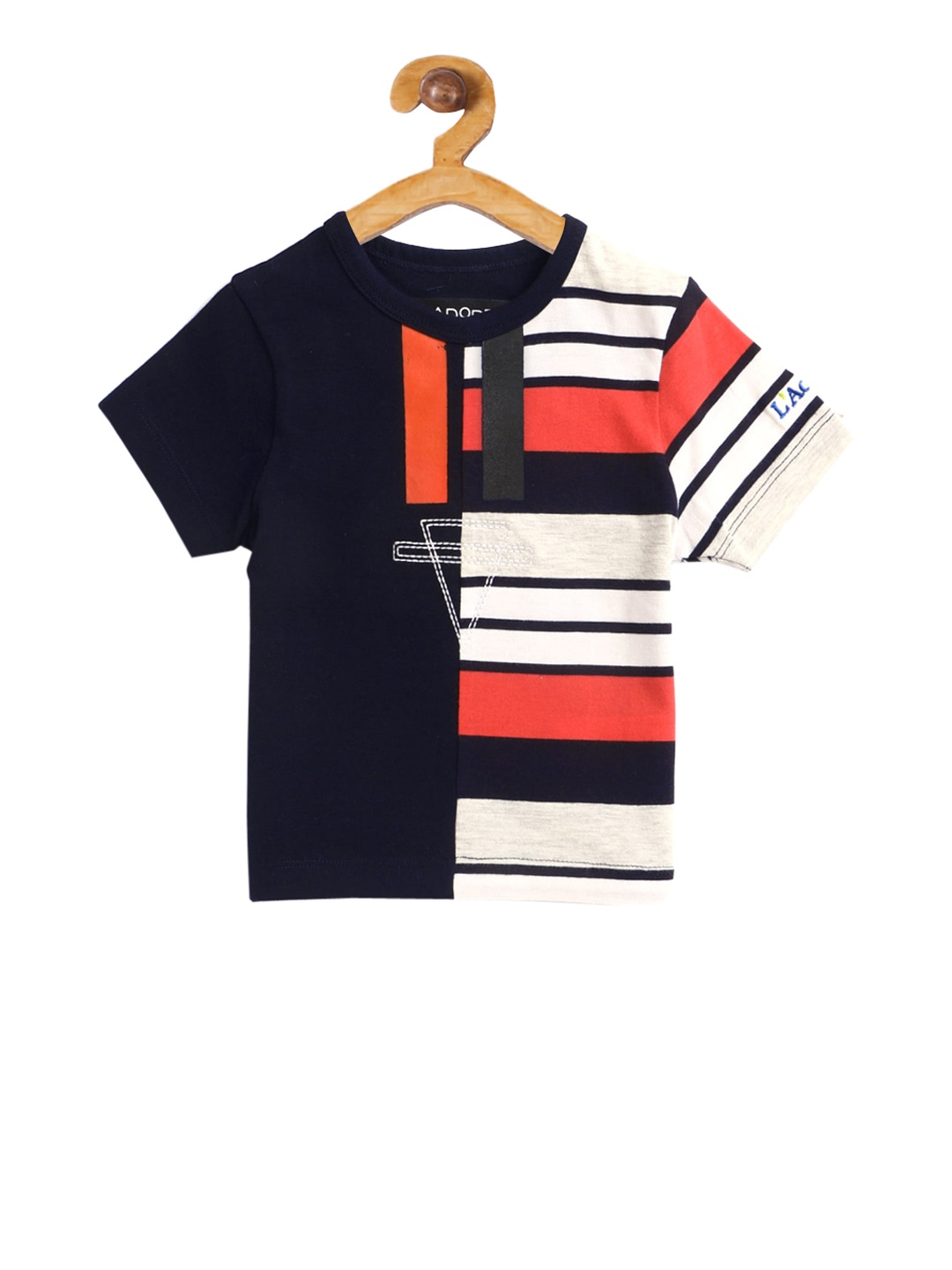 

LAdore Boys Navy Blue & White Colourblocked T-shirt